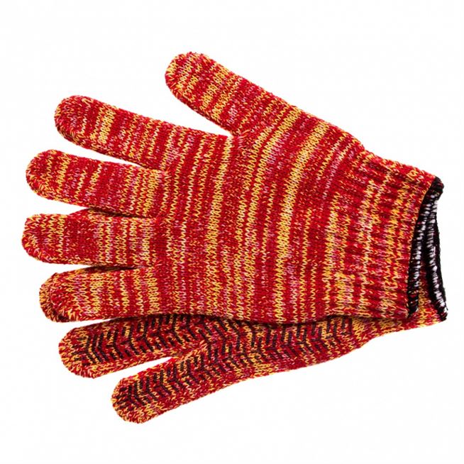 Перчатки трикотажные усиленные, гелевое ПВХ-покрытие, 7 класс, красно-желтый меланж Россия Сибртех