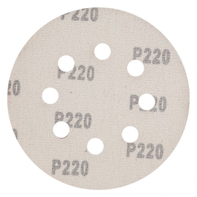 Круг абразивный на ворсовой подложке под "липучку", перфорированный, P 220, 125 мм, 5 шт Matrix