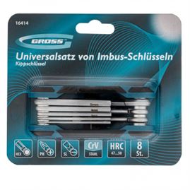 Набор ключей имбусовых универсальный, складные, 8 шт, CrV Gross